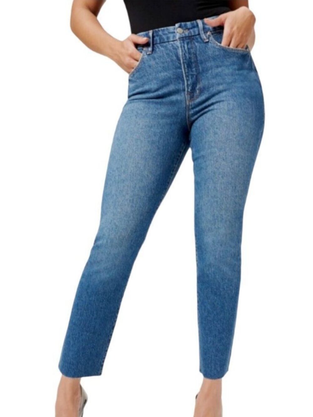 GOOD AMERICAN | Good Classic Raw Hem Jeans | #GCRH086TFT | Size 10/30